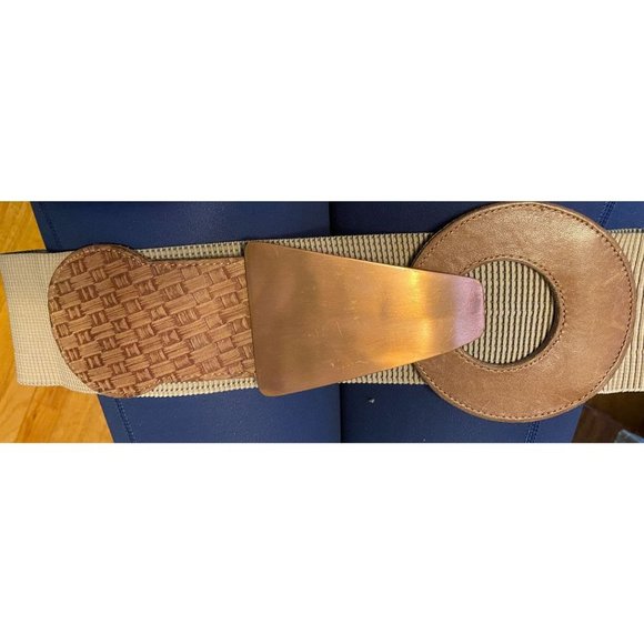 Studio Design Copper & Leather Belt Stretch, Geometric Design, 30 1/2\